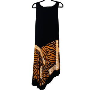 Spense L Short -Sleeve Dress Viscose & Spandex Gold/Black